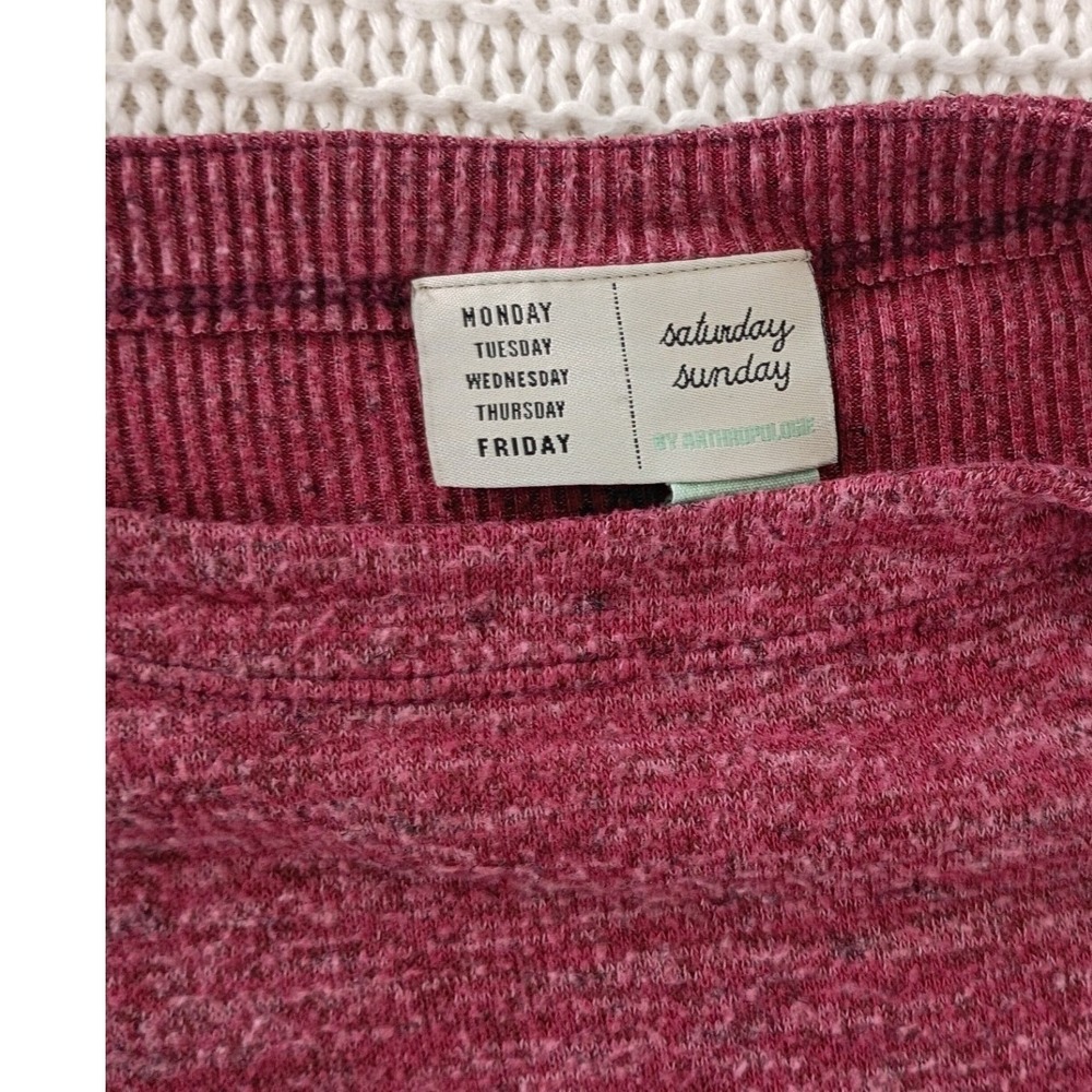 Anthropologie Saturday Sunday Burgundy Heathered Layered Top Boho Cozy Fits S/M - Picture 3 of 10